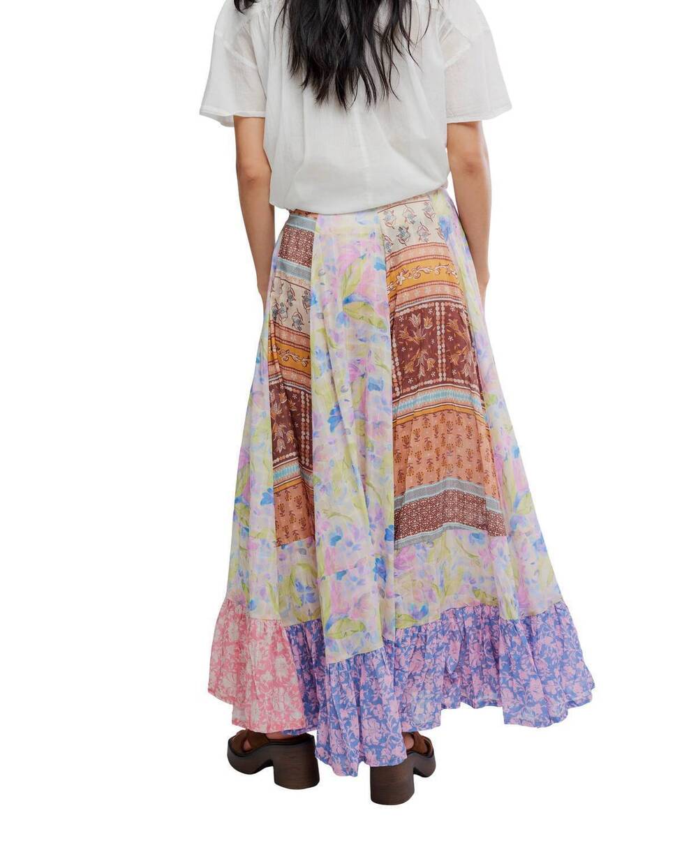 NEW FREE PEOPLE women's santa eulalia printed skirt in pink - Picture 3 of 3
